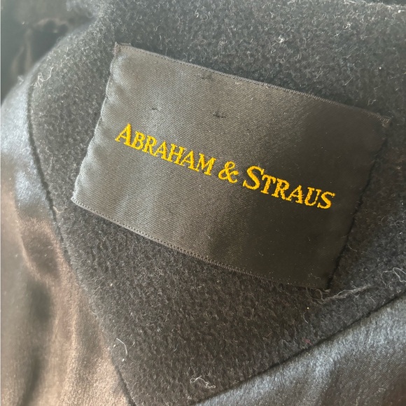 Vintage Retro 1960s wool swing black coat midi, fur, 3/4 sleeves open front-M - Picture 12 of 12